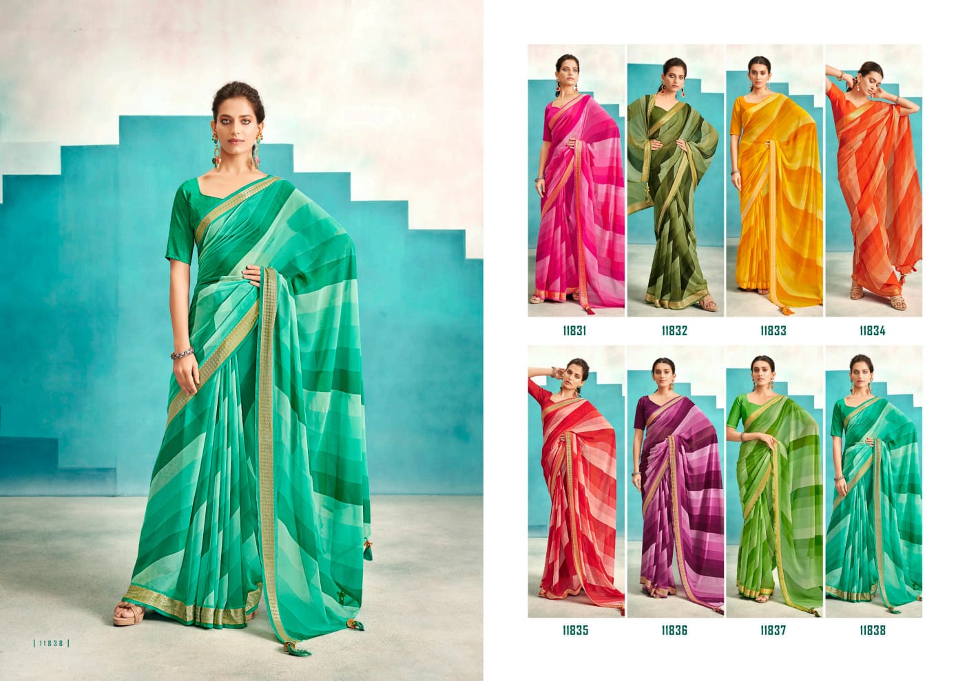 MADHU Designer Fancy Ethnic Wear Georgette Printed Saree Collection